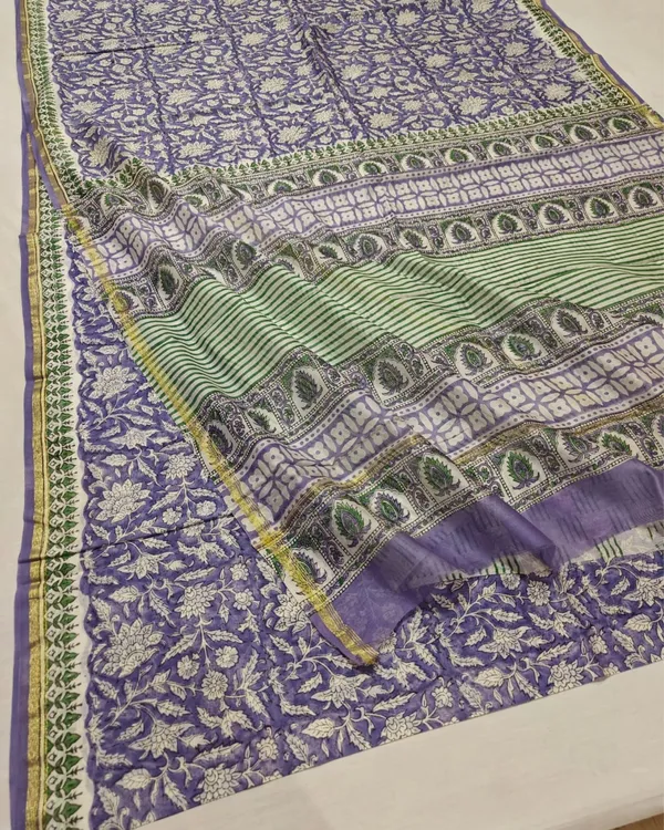 Whispering_Petals_Blockprint_Chanderi_Silk_Saree_Slate_Blue