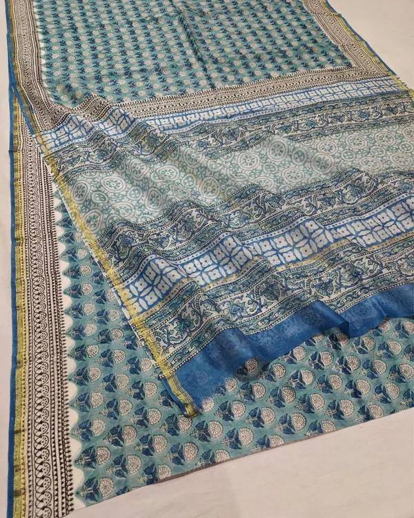 Whispering_Petals_Blockprint_Chanderi_Silk_Saree_Sage_Green