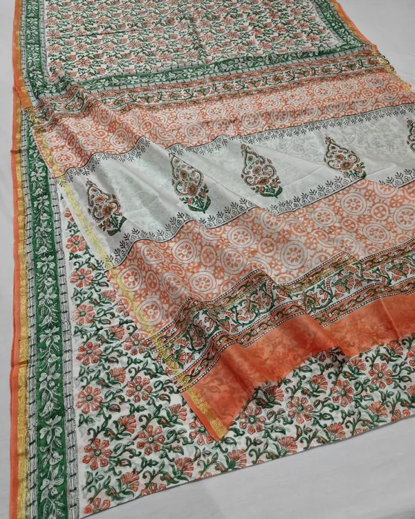Whispering_Petals_Blockprint_Chanderi_Silk_Saree_Burnt_Orange