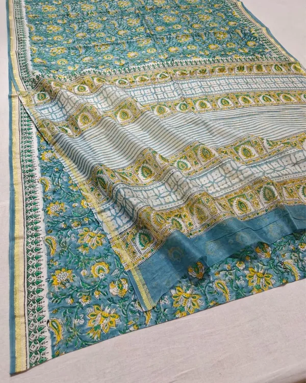Whispering_Petals_Blockprint_Chanderi_Silk_Saree_Sea_Green