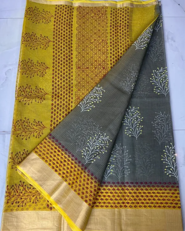 Craft_Couture_Blockprinted_Kota_Doria_Gray_&_Mustard_Saree