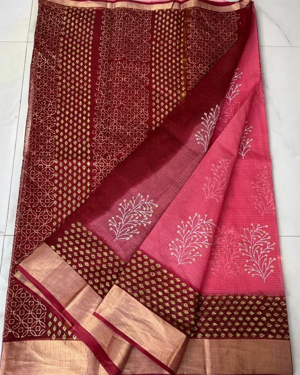 Craft_Couture_Blockprinted_Kota_Doria_Rose_Pink_&_Maroon_Saree