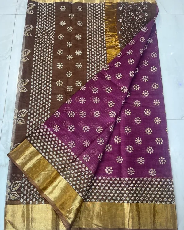 Craft_Couture_Kota_Doria_Blockprint_Purple_&_Brown_Saree