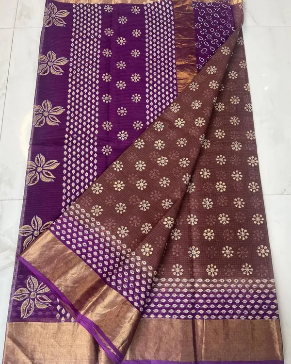 Craft_Couture_Kota_Doria_Blockprint_Brown_&_Purple_Saree