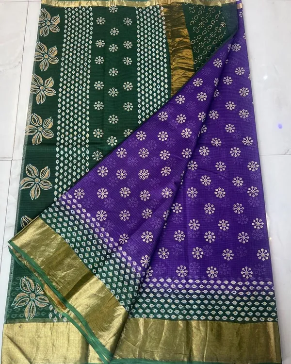 Craft_Couture_Kota_Doria_Blockprint_Purple_&_Green_Saree