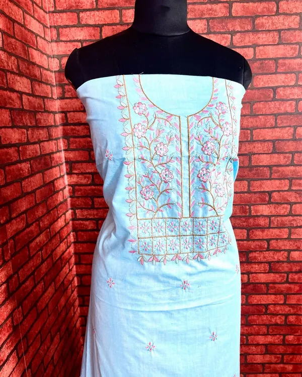Gulmohar_Slub_Linen_Aqua_Blue_Unstitched_Suit