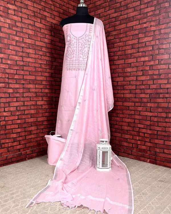 Gulmohar_Slub_Linen_Rose_Pink_Unstitched_Suit