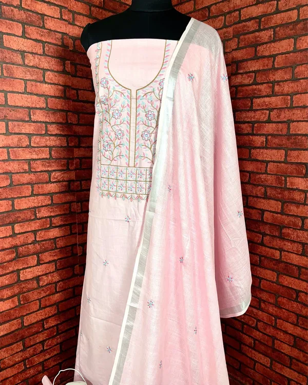 Gulmohar_Slub_Linen_Rose_Pink_Unstitched_Suit
