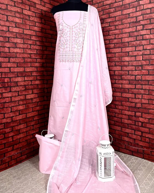 Gulmohar_Slub_Linen_Rose_Pink_Unstitched_Suit