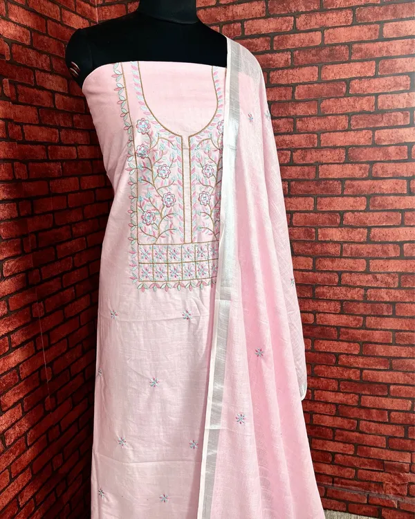 Gulmohar_Slub_Linen_Rose_Pink_Unstitched_Suit