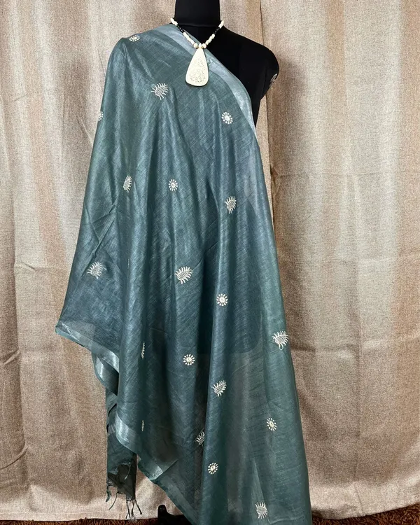 Gulmohar_Slub_Linen_Dark_Green_Unstitched_Suit