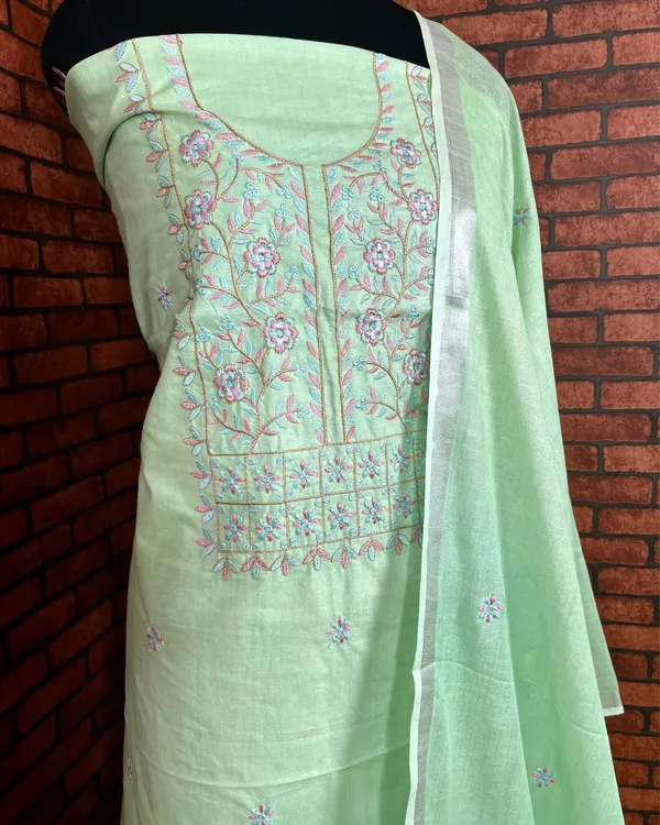 Gulmohar_Slub_Linen_Pista_Green_Unstitched_Suit