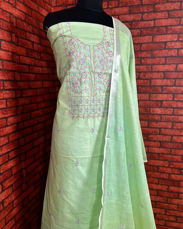 Gulmohar_Slub_Linen_Pista_Green_Unstitched_Suit
