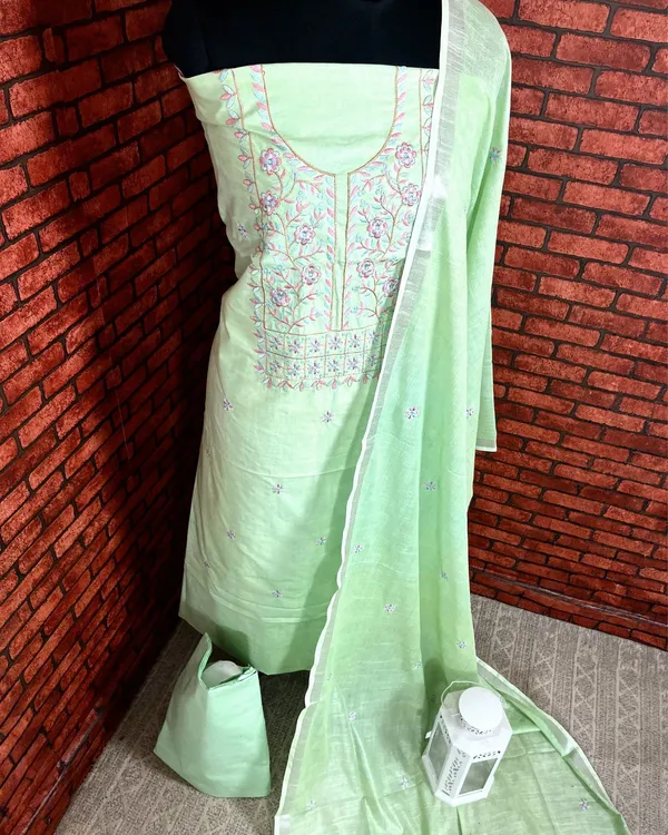 Gulmohar_Slub_Linen_Pista_Green_Unstitched_Suit
