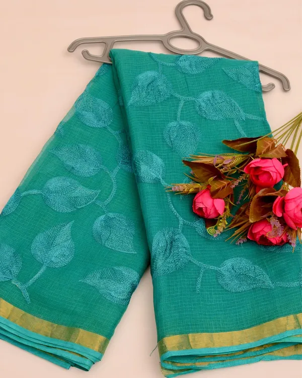 Pankhudi_Kota_Doria_Serene_Green_Saree_Embroidered