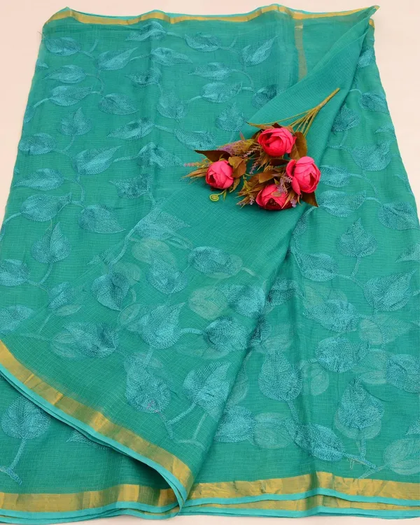 Pankhudi_Kota_Doria_Serene_Green_Saree_Embroidered