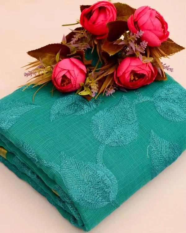 Pankhudi_Kota_Doria_Serene_Green_Saree_Embroidered