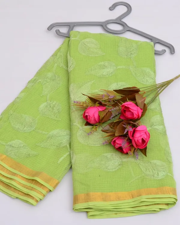 Pankhudi_Kota_Doria_Light_Green_Saree_Embroidered