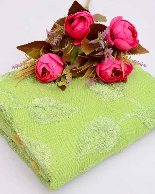 Pankhudi_Kota_Doria_Light_Green_Saree_Embroidered