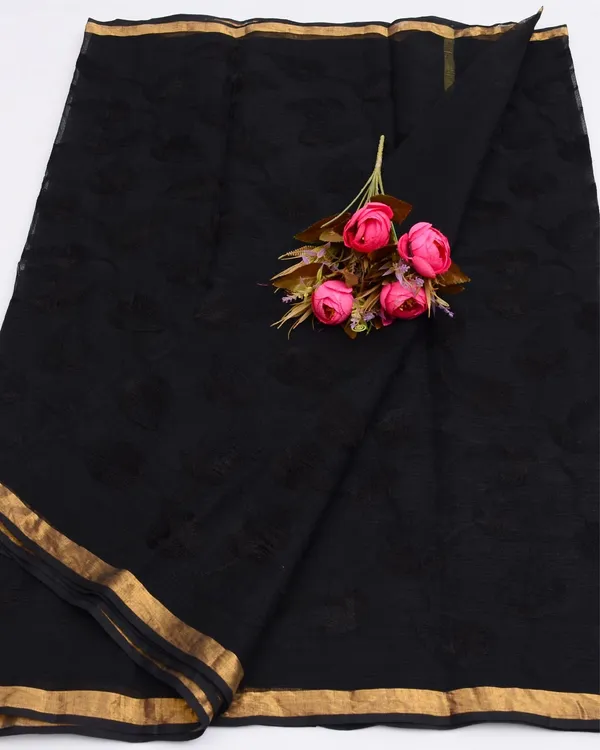 Pankhudi_Kota_Doria_Intense_Black_Saree_Embroidered
