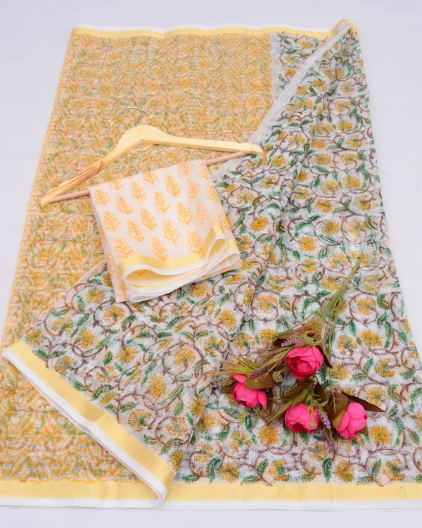 Craft_Couture_Kota_Doria_Joyful_Yellow_Blockprinted_Saree