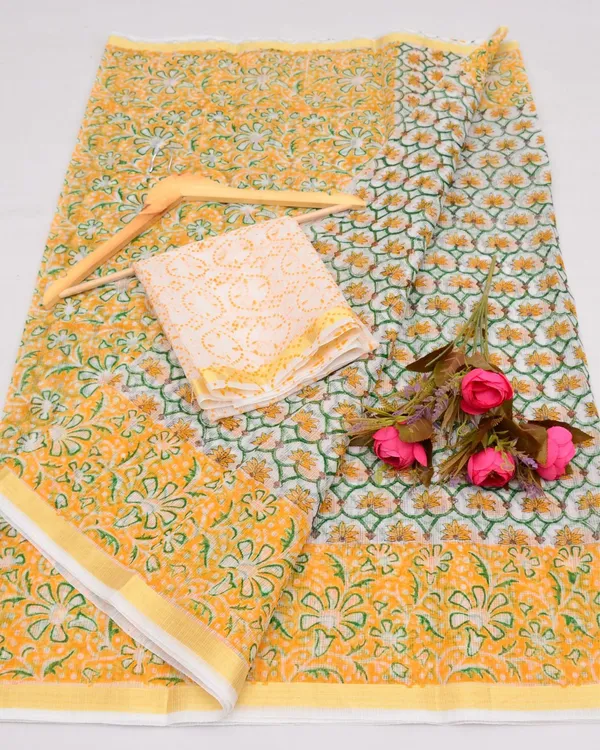 Craft_Couture_Kota_Doria_Sunny_Yellow_Blockprinted_Saree