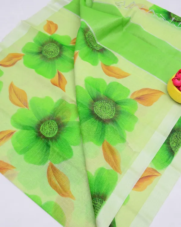 Chitralekha_Hand_Painted_Kota_Linen_Earthy_Green_Saree