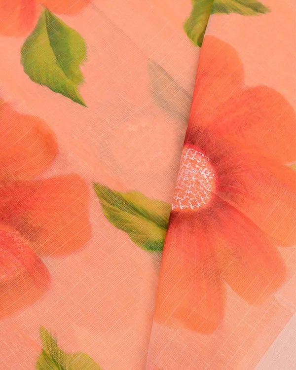 Chitralekha_Hand_Painted_Kota_Linen_Bright_Orange_Saree