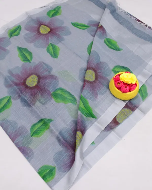 Chitralekha_Hand_Painted_Kota_Linen_Dark_Purple_Saree