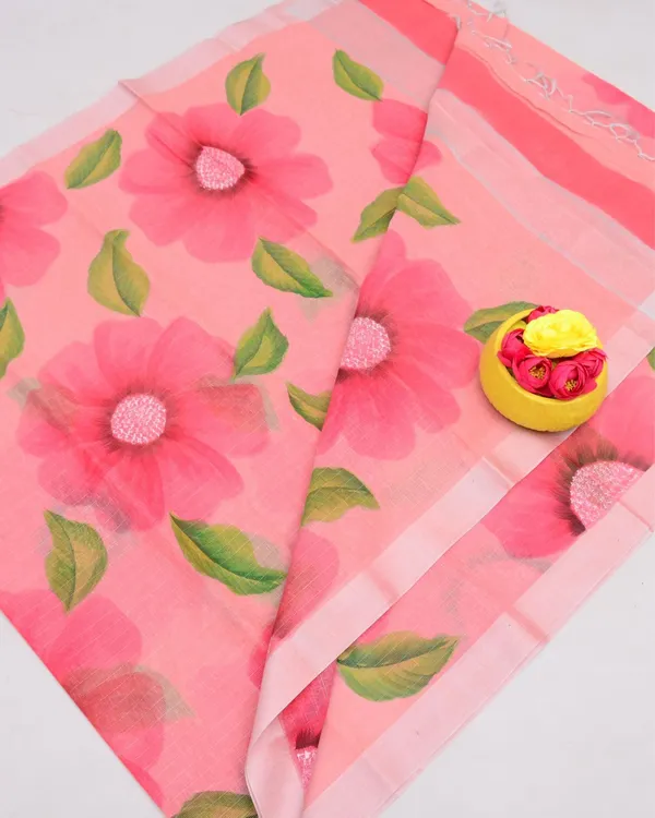 Chitralekha_Hand_Painted_Kota_Linen_Rose_Pink_Saree