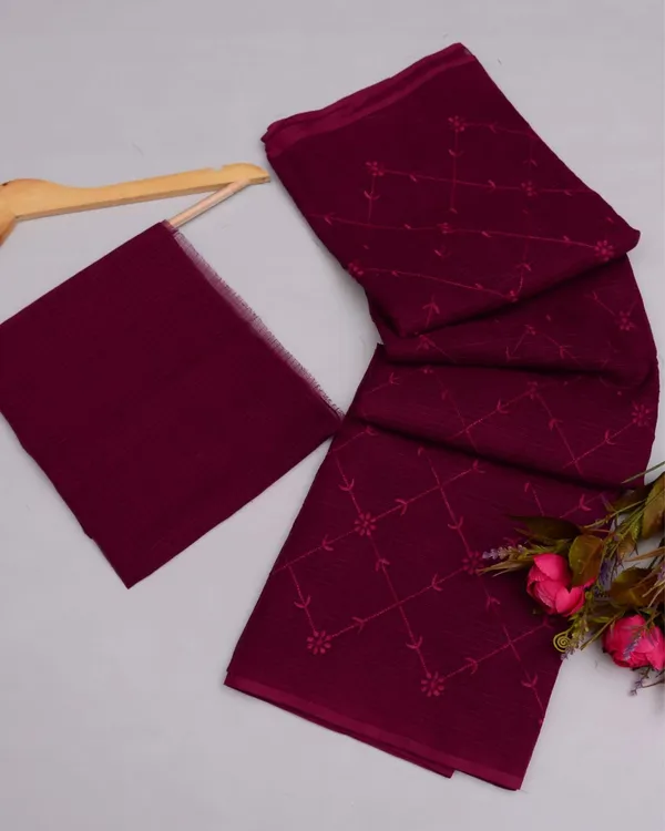 Pankhudi_Kota_Doria_Plush_Wine_Saree_Embroidered