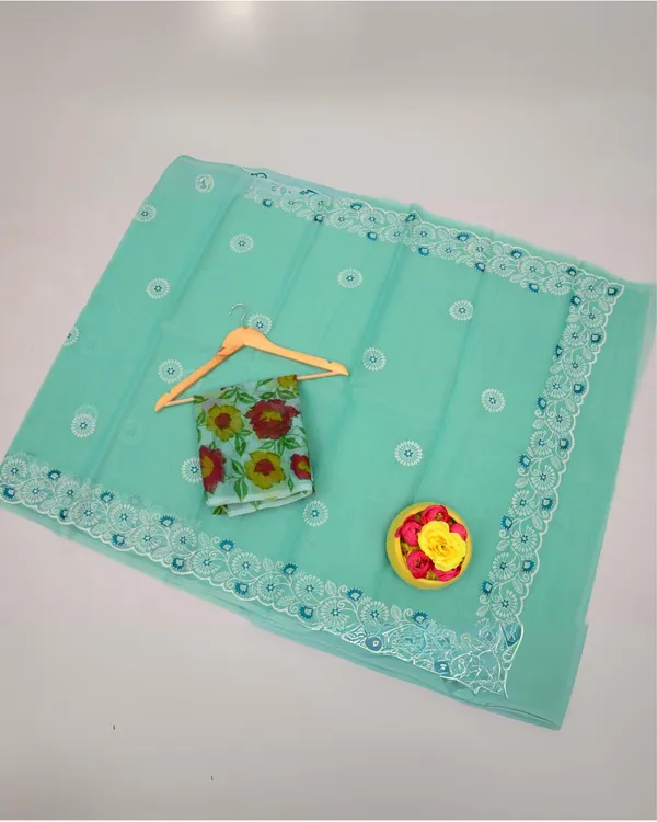 Kashidakari_Embroidered_Kota_Doria_Sea_Green_Saree