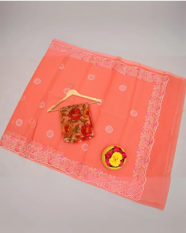 Kashidakari_Embroidered_Kota_Doria_Sweet_Orange_Saree