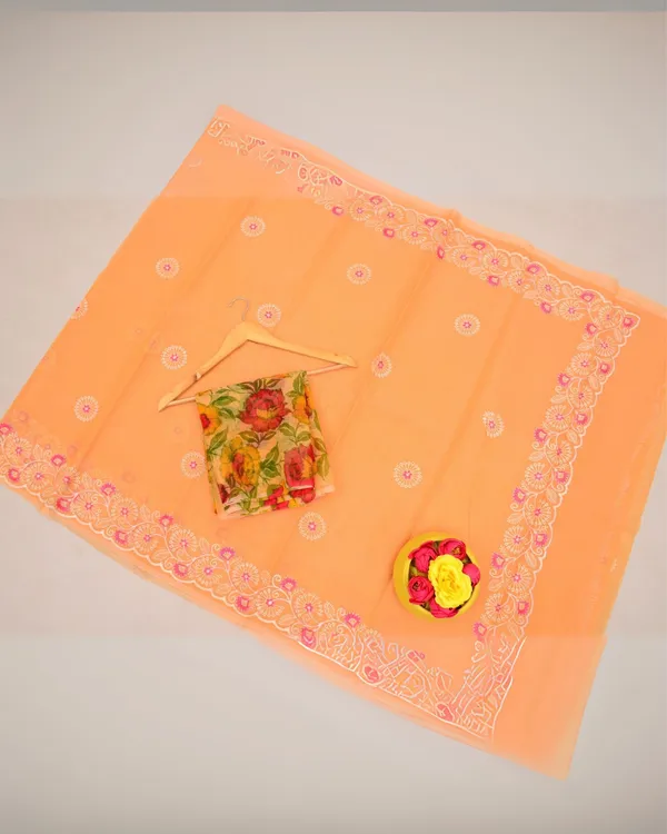 Kashidakari_Embroidered_Kota_Doria_Salmon_Peach_Saree