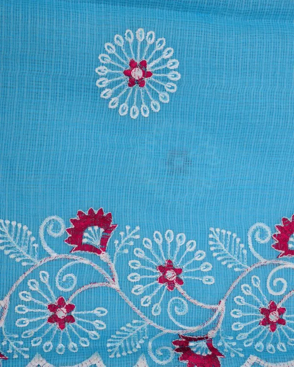 Kashidakari_Embroidered_Kota_Doria_Dodger_Blue_Saree