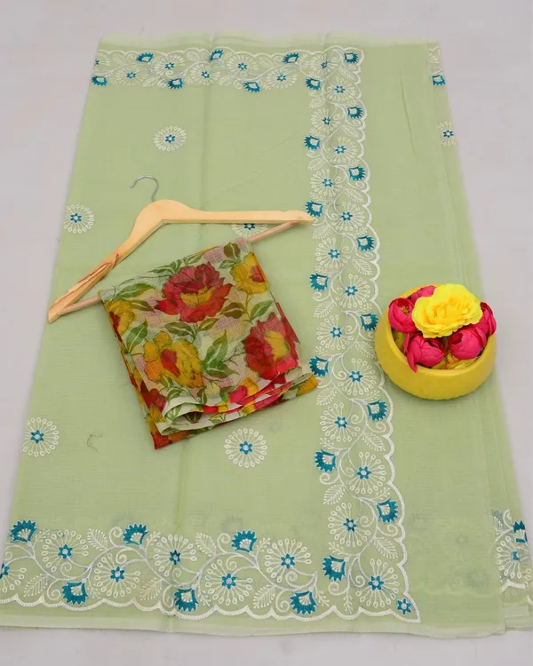 Kashidakari_Embroidered_Kota_Doria_Light_Green_Saree
