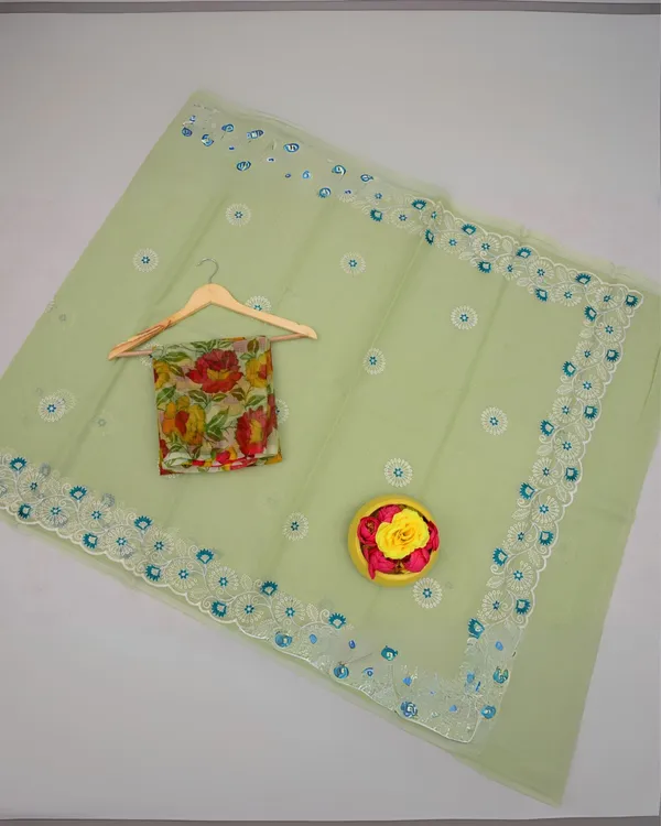 Kashidakari_Embroidered_Kota_Doria_Light_Green_Saree