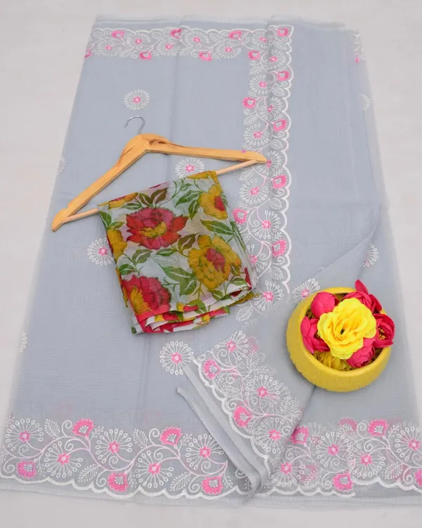 Kashidakari_Embroidered_Kota_Doria_Cool_Gray_Saree