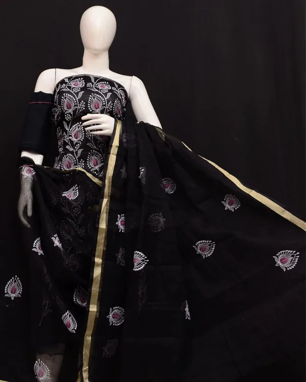 Kashidakari_Embroidered_Kota_Doria_Bold_Black_Suits