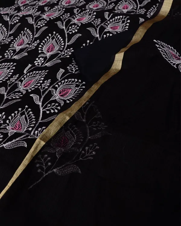 Kashidakari_Embroidered_Kota_Doria_Bold_Black_Suits