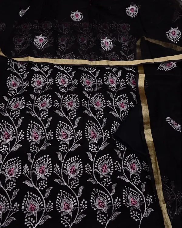 Kashidakari_Embroidered_Kota_Doria_Bold_Black_Suits