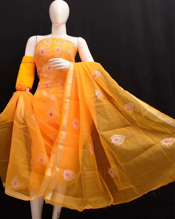 Kashidakari_Embroidered_Kota_Doria_Sunny_Orange_Suits