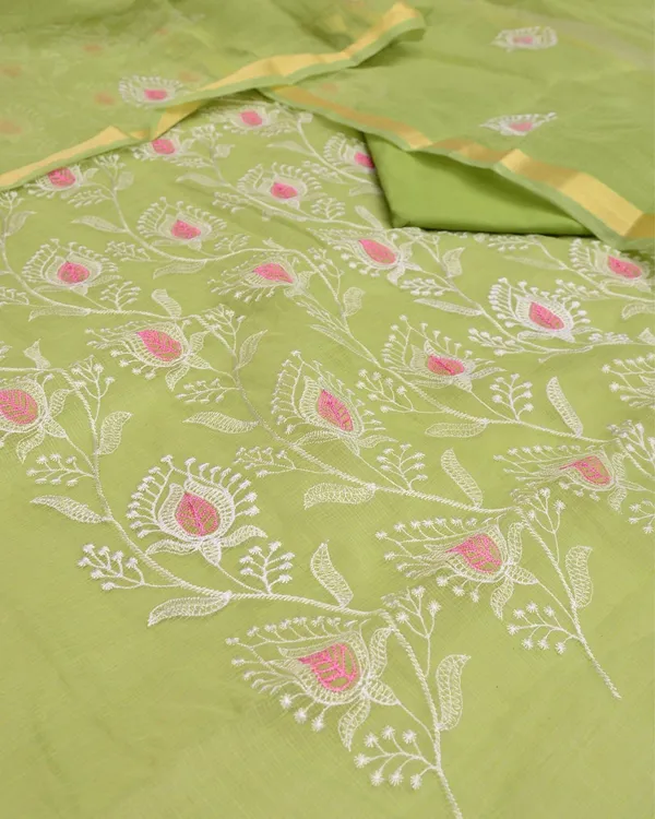 Kashidakari_Embroidered_Kota_Doria_Olive_Green_Suits