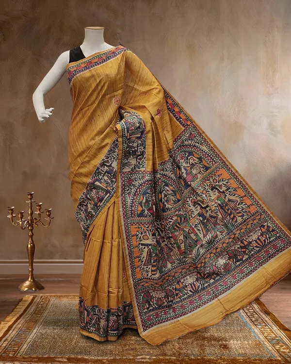 Madhubani_Silkmark_Gicha_Tussar_Silk_Cheerful_Yellow_Saree