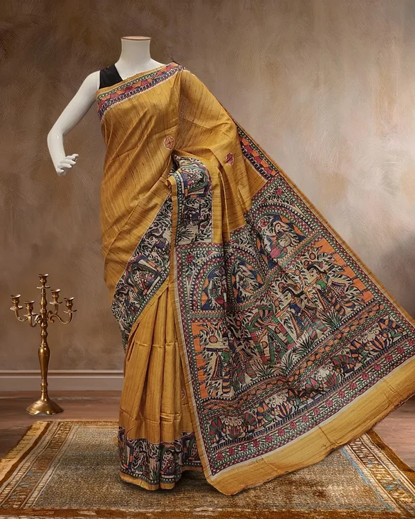 Madhubani_Silkmark_Gicha_Tussar_Silk_Vibrant_Yellow_Saree
