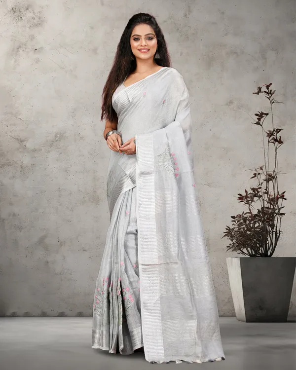 Shiromani_Tissue_Linen_Sleek_Silver_Embroidered_Saree