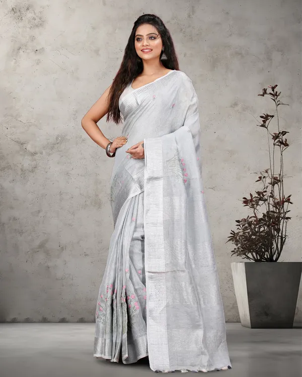 Shiromani_Tissue_Linen_Sleek_Silver_Embroidered_Saree
