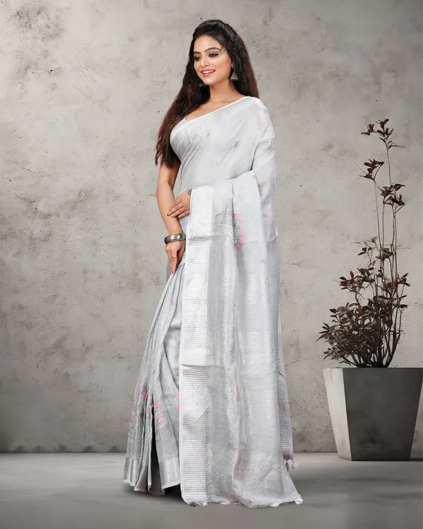 Shiromani_Tissue_Linen_Sleek_Silver_Embroidered_Saree
