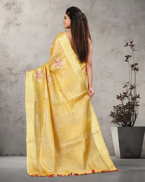 Shiromani_Tissue_Linen_Golden_Yellow_Embroidered_Saree