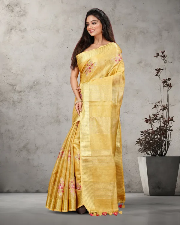 Shiromani_Tissue_Linen_Golden_Yellow_Embroidered_Saree